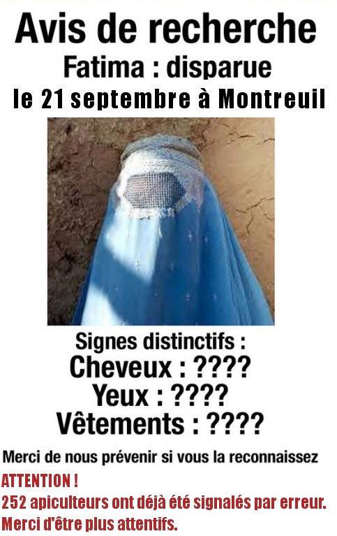 Humour   image à double sens   fatima disparu   si vous l'a voyez prévener nous   252 apiculteurs nous ont déjà contacter