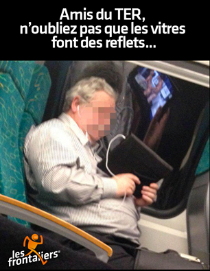 Humour   sexe reflet d'un films de cul dans le train