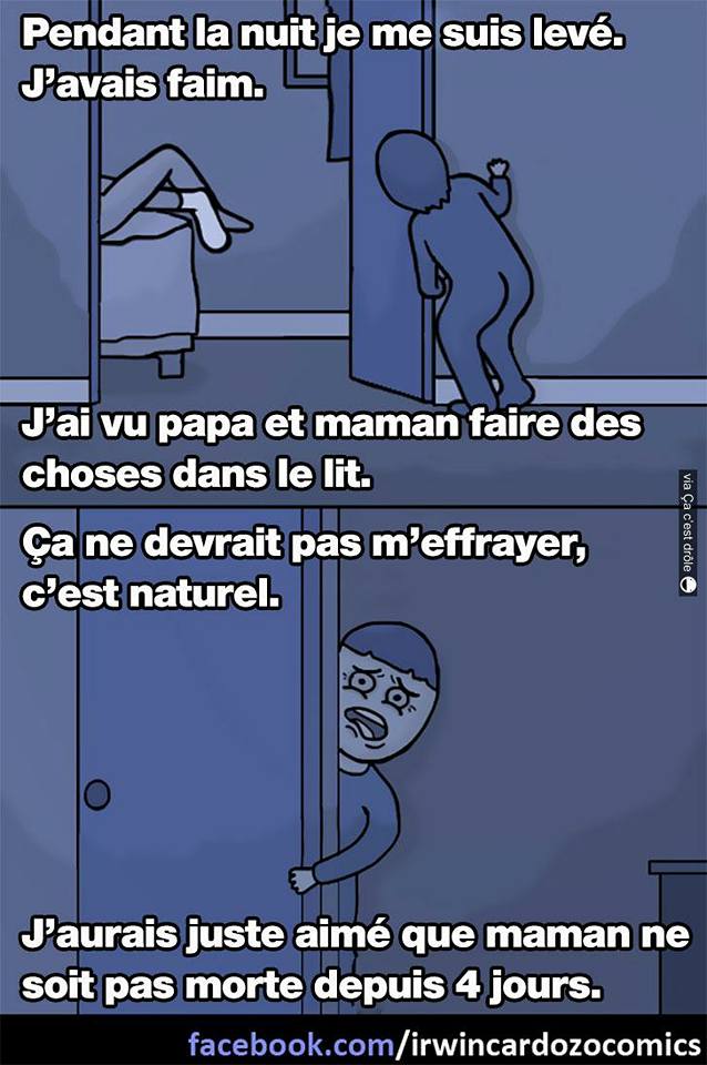 Je me suis levé j'ai vu papa et maman faire l'amour normal mais elle était morte depuis 4 jours