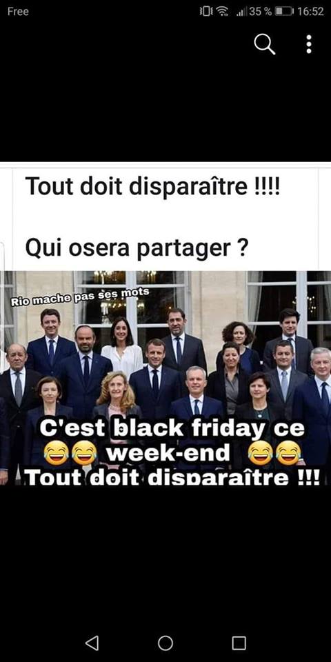 Macron   blague   black friday tout doit disparaitre