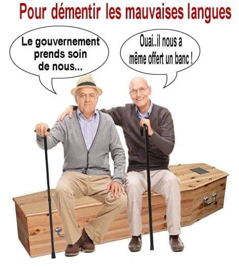 Blague   jeux de mot et d'image   le gouvernement prends soins d enous   ouai il nous a  même offert un banc