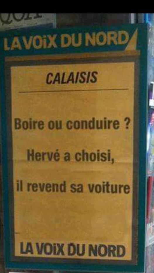 Blague   journal   boire ou conduire   hervé a choisi il revent sa voiture