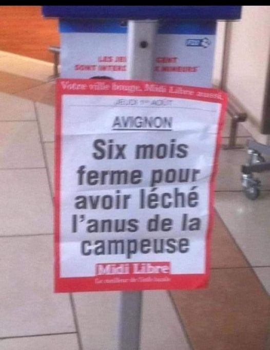 Blague   justice   journal   6 mois ferme pour avoir lécher l'anus de la campeuse