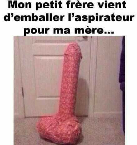 Blague   humour   mon petit frère vient d'emballer l'aspirateur pour le cadeau de ma mère