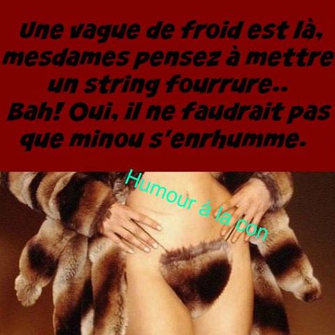 C'est l'hiver mesdames n'oubliez pas de mettre votre string fourrure pour pas que votre minou attrape un rhume