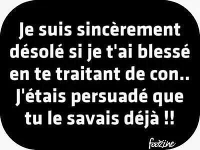 Citation   humour   je t'ai dit que tu étais con je croyais que tu le savais déjà