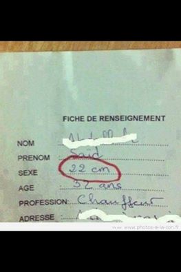 Fiche de renseignement sexe 22cm