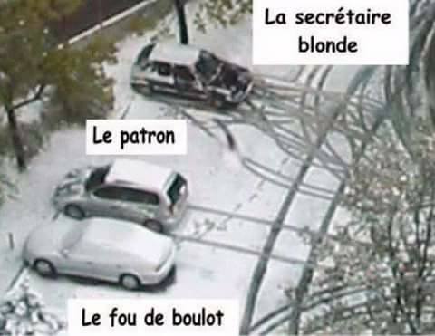 Hiver   stationement   le fou du boulot   le patron et la secrétaire