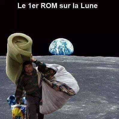 Humour   immigration   le 1 er rom sur la lune