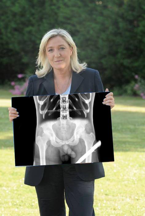 Marine Le Pen nu rayon x avec des couilles