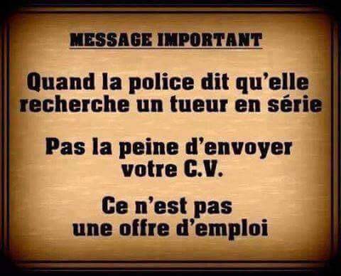 Quand la police demande de rechercher un tueur en série pas besoin d'envoyer votre C.V. ce n'est pas une offre d'emploi