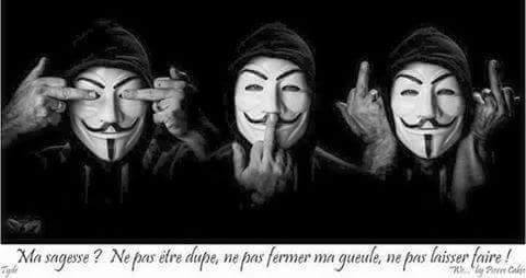 Anonymous   caricature   3 singes   ma sagesse   ne pas être dupe ne pas fermer ma gueule ne pa laisser faire 