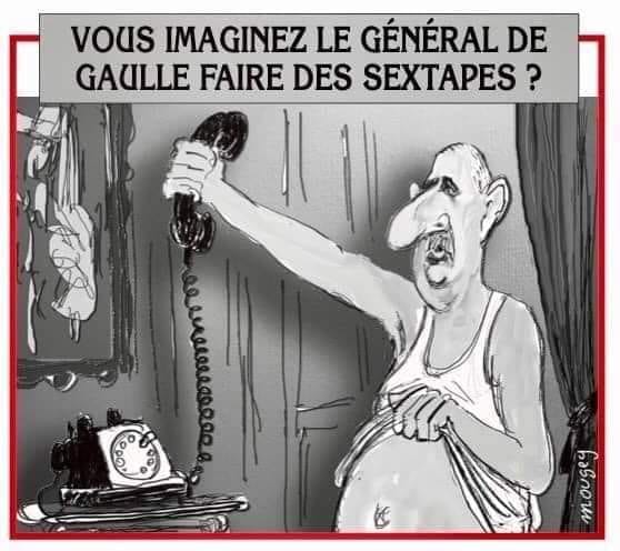 Blague   caricature   vous imaginez le général de gaulle faire un sextape   général avec son vieux téléphone