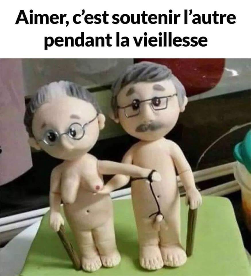 Caricature   aimer c'est soutenir l'autre pendant la vieillesse