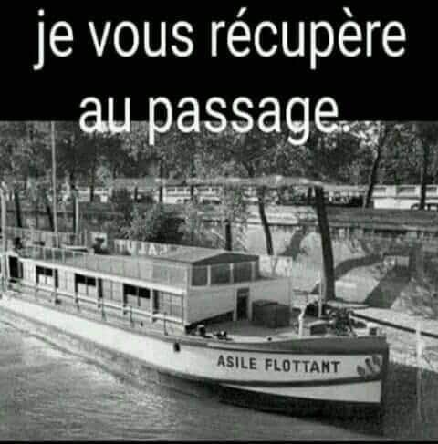 Caricature   bateau   marué asile flottant