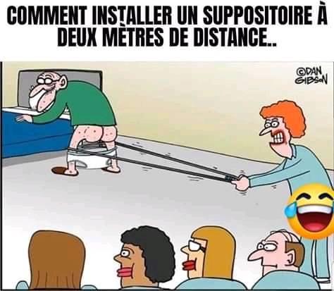 Caricature   comment installer un suppositoire à 2 mètre e distance