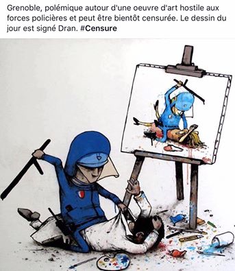 Caricature   Dessin Censuré  D'un Chef D'Oeuvre Faisant Hostile Aux Policier