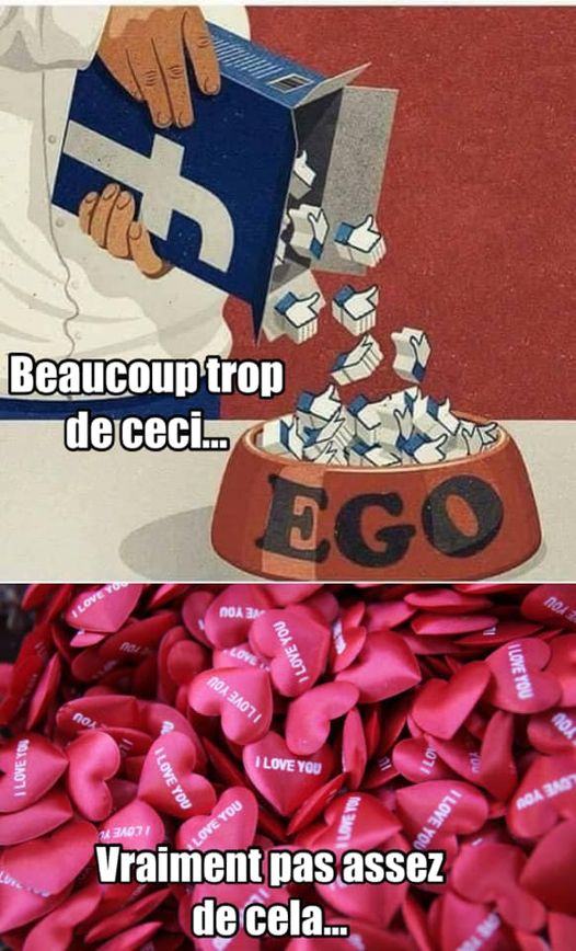 Caricature   facebook   Amour   beaucoup trop de ceci=facebook et égo  et vraiment pas assez de cela=Amour