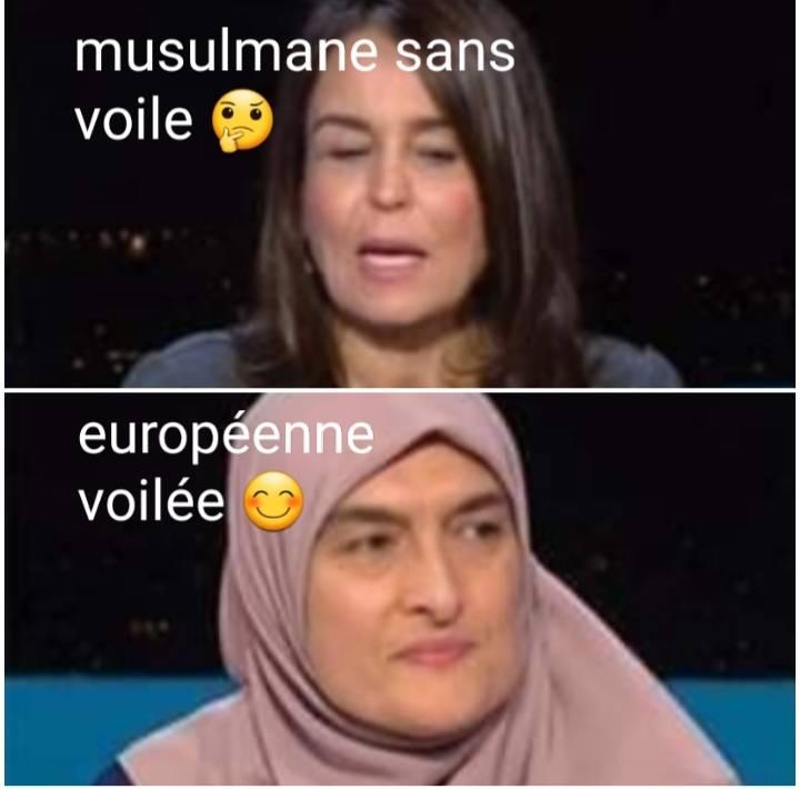 Caricature   femme   muslmane sans voile européene voilée