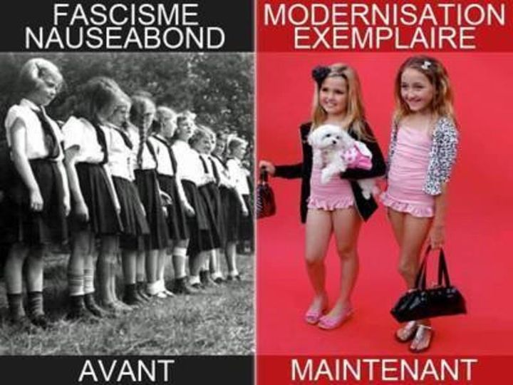 Caricature   fille   fascisme avant et modernisation