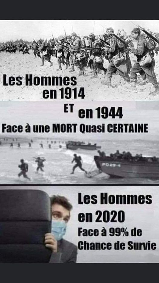 Caricature   guerre   les homme en 1914 et en 1944 et en 2020