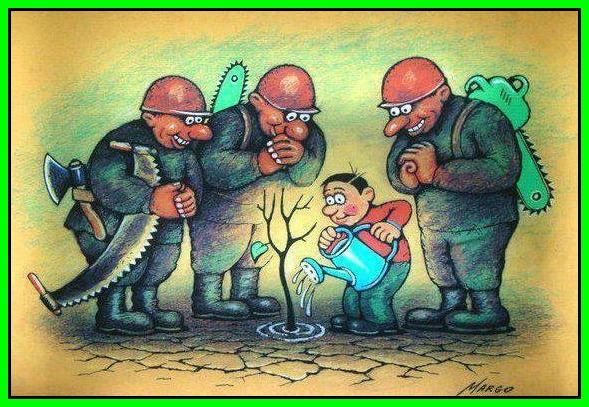 Caricature   écologie   Faire Pousser Un Arbre