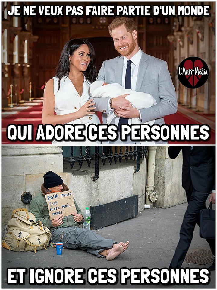 caricature   je ne veux pas fair epartie d'un monde qui adore ces personnes =prince et qui ignore ces personnes=sdf