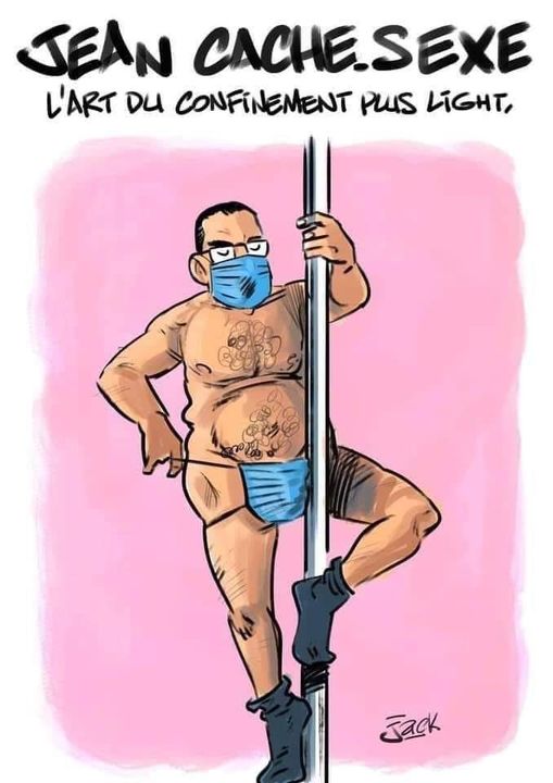 caricature   jean cache sexe   l'art du confinement