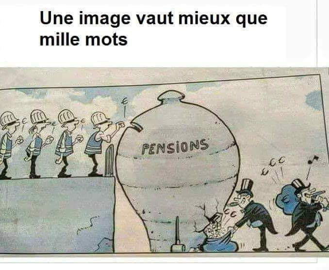 Caricature   jeux d emot   une image vaut mieux que mille mot   piece mis pour chaque pension et  banquier qui recolte tout et l'enmène