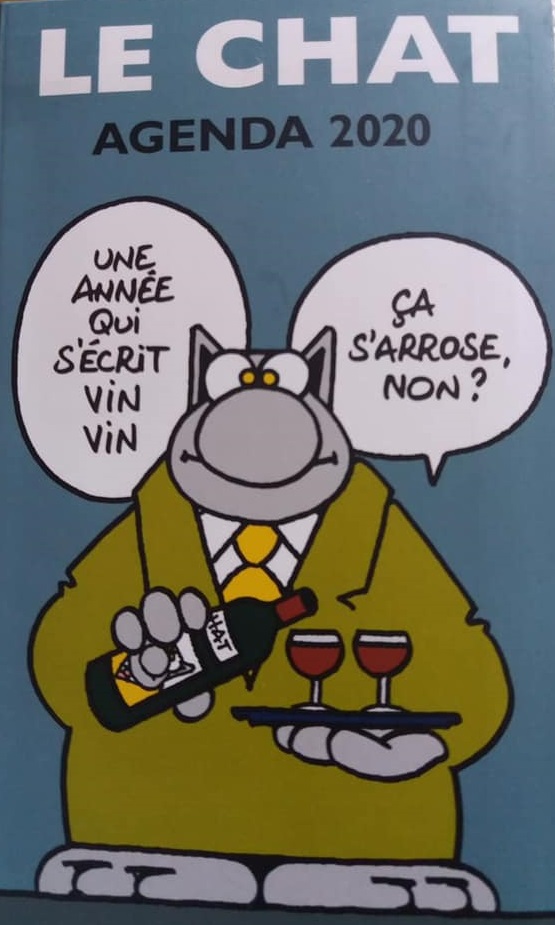 Caricature   journal   le chat agenda 2020 une année qui s'écrit 20 20 ça s'arrose non