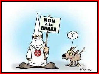 Caricature   ku klux clan  non a la burka