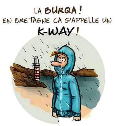 Caricature   la burqua en bretagne ça s'appelle un k way