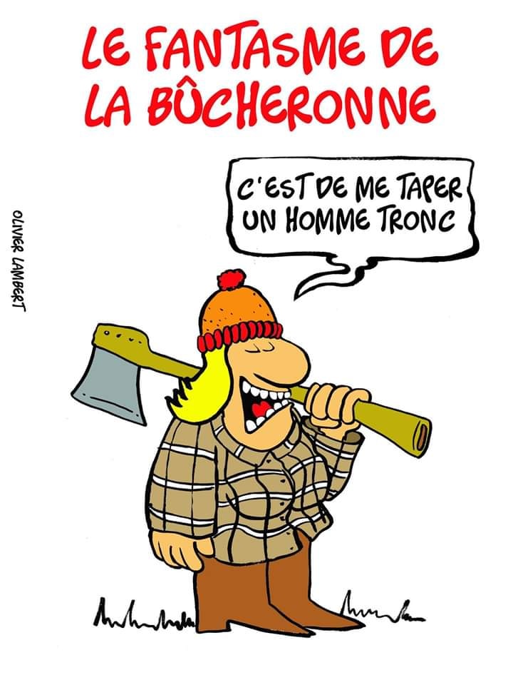 Caricature   le fantasme du bucheron se taper un homme tronc