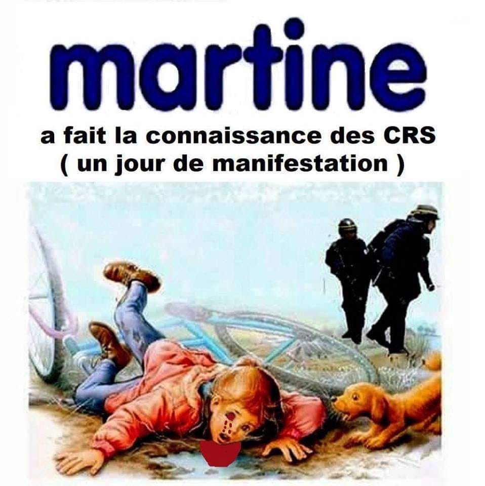 Caricature   martine a fait connaissance des crs un jour de manifestation