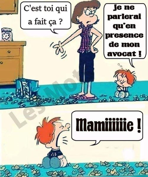 Caricature   mère qui dit à son enfant   c'est toi qui a fait ça