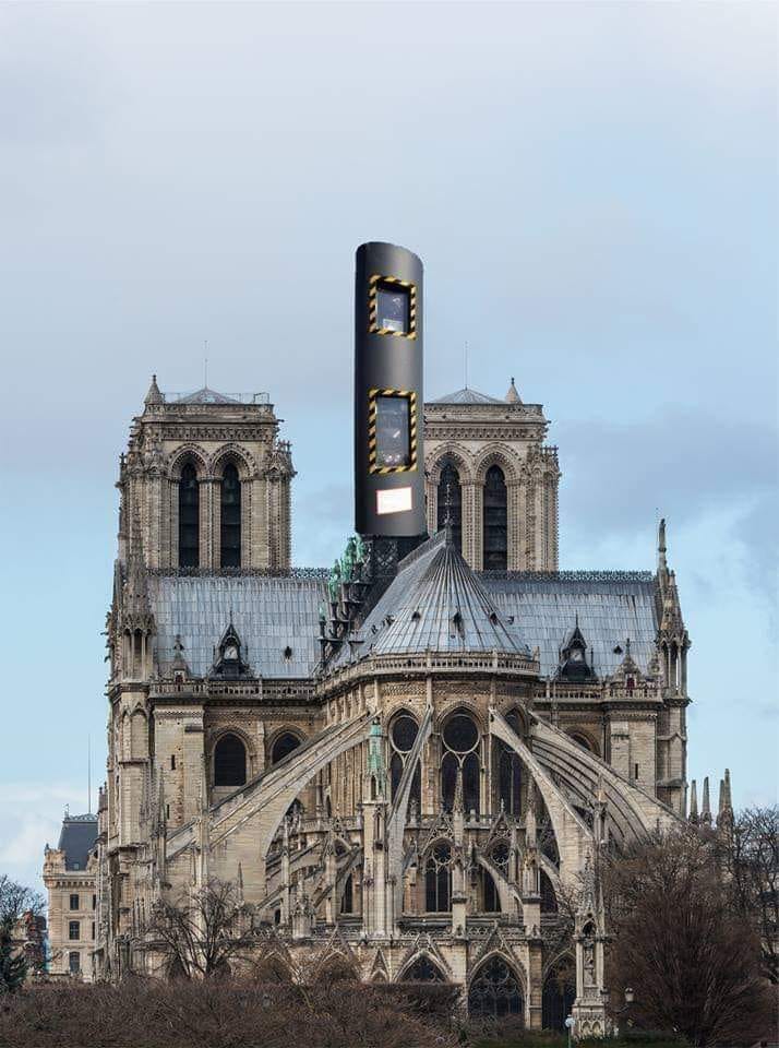 Caricature   Notre dame   avec unr radar