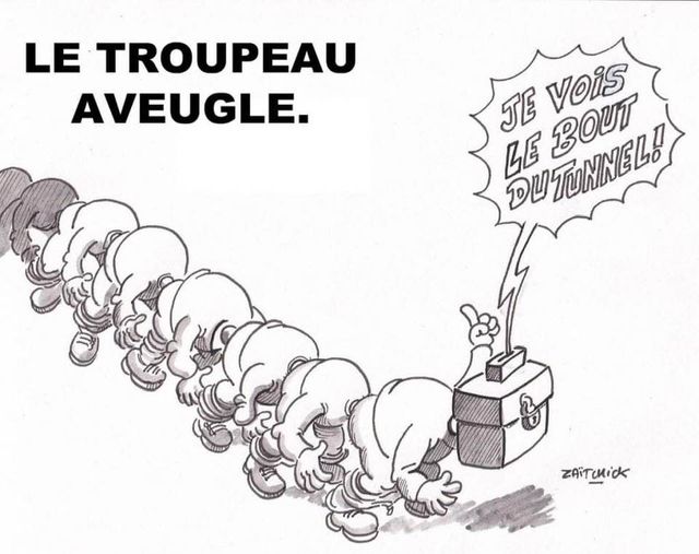 caricature   peuple   le troupeau aveule