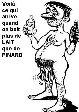 Caricature   voila ce qui arrive quand on boit plus de lait que de pinard   homme avec 4 couilles