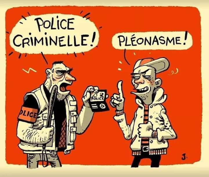 Caricature  police   police criminelle l'autre répond pléonasme