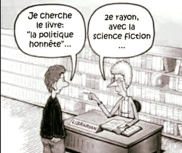 Caricature savoir   je cherche le livre la politique honnete et vrai   2 rayon dans la science fiction