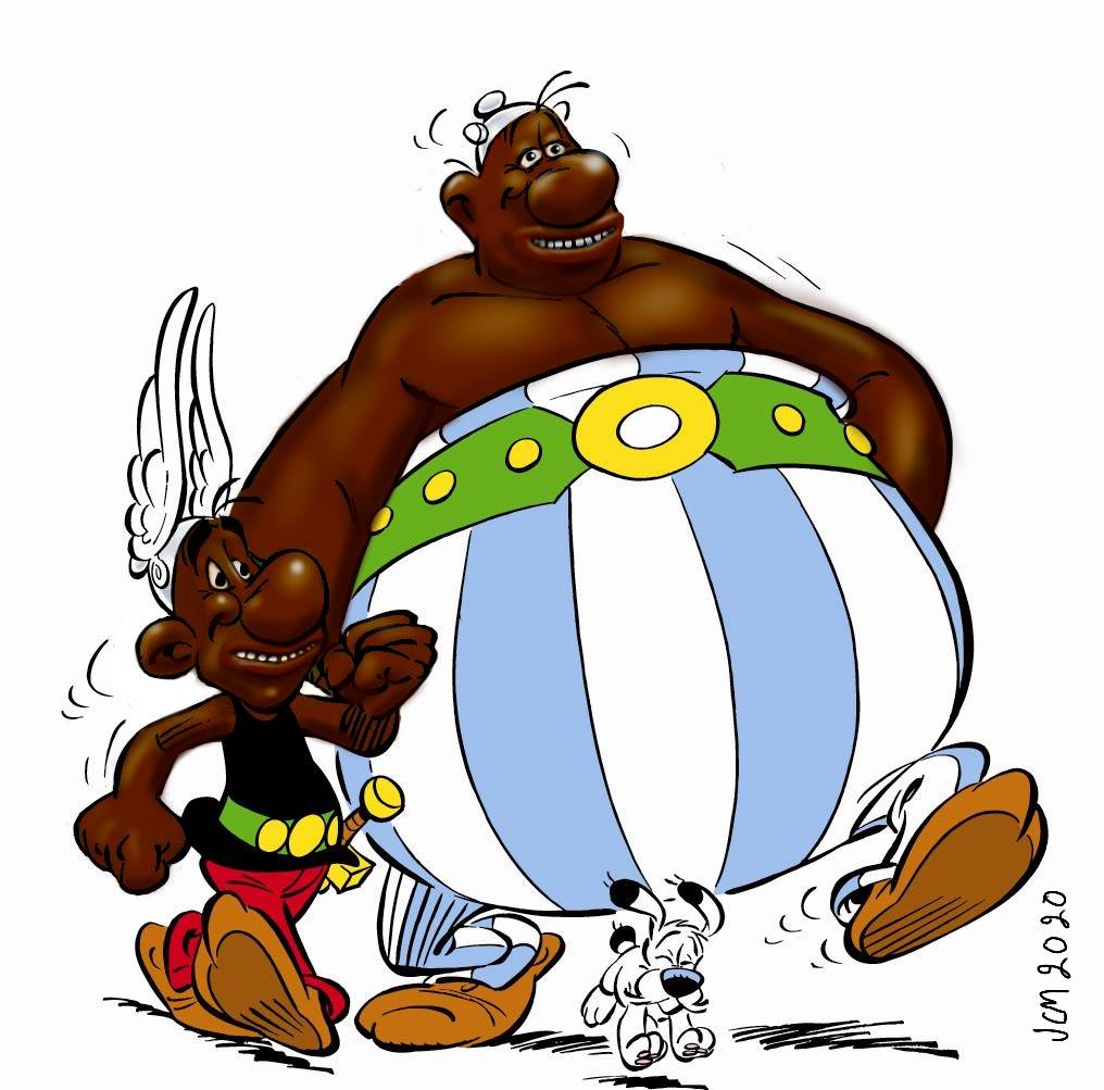 Carictre   asterix et obélix   bronzés en noir