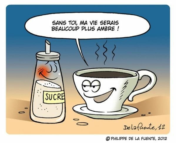 Dessin   Caricature   le café dit au sucre   sans toi ma vie serais beaucoup plus amère