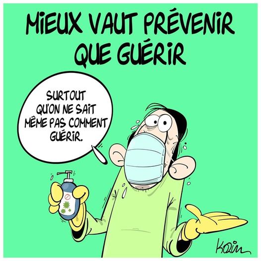 dessin   caricature   mieux vaut prévenir que guérir   l'autre répond surtout que l'on ne sait même pas guérir