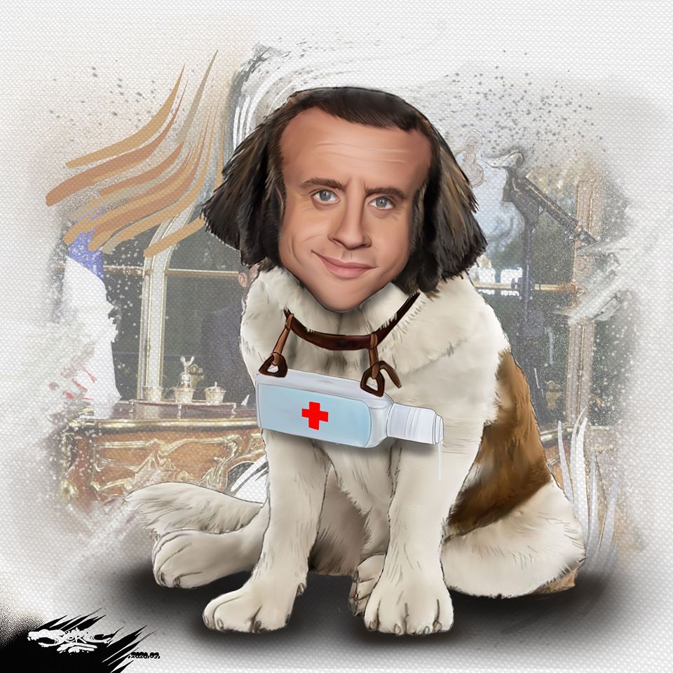 Macron   caricature   chien