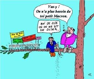 Macron   caricature   vasy Macron on a plus besoin de toi moi je scie et on me dit de scier