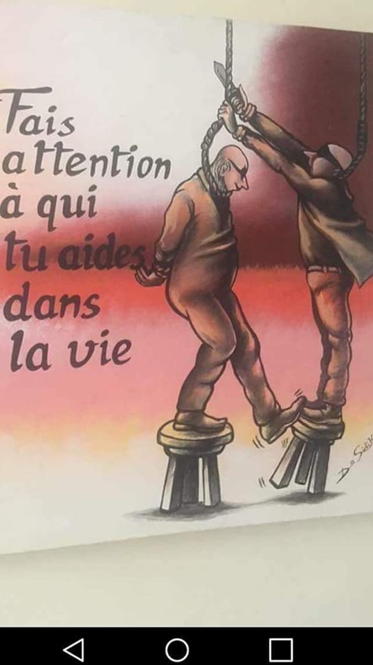 Mort   caricature   fais attention à qui tu aides dans la vie