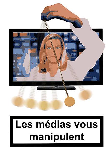 Média   télévision   journal  caricature   le smédias vous maniulent