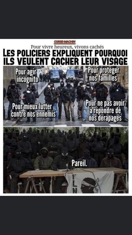 Blague   les policiers expliquent pourquoi ils veulent cacher leurs visages