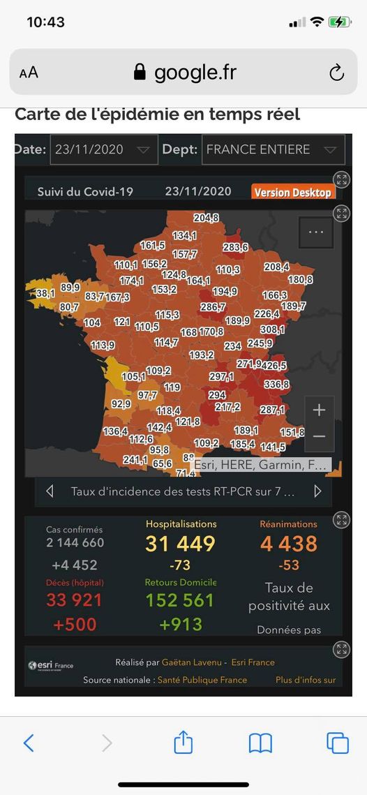 Blague   taux d'incidence aux test pcr  23 11 2020   en france taux au dessus de 100 sur 100