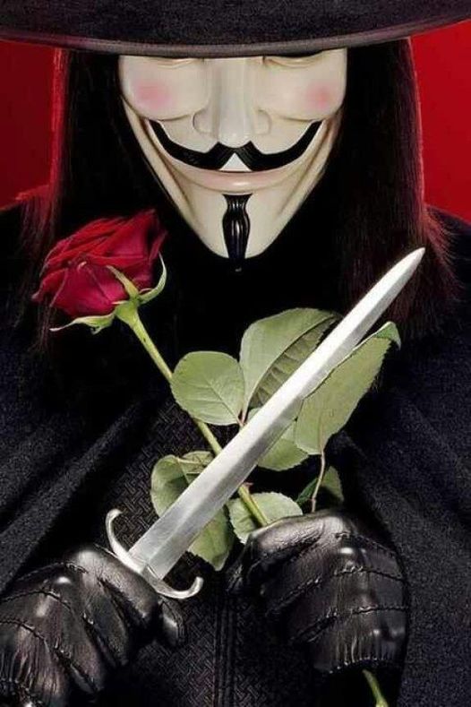 Anonymous   v pour vendetta   rose rouge